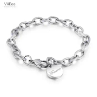 ViiEee Trendy Rugged Twist Round Tag LOVE Rose Gold Color Bracelets Stainless Steel Personality Chain &amp; Link Bracelet VB18193