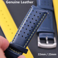 Genuine Leather Curved end Watchband 22mm 23mm For CITIZEN Blue Angel Eco-Drive AT8020 JY8078 Eagle In The Air Men Band