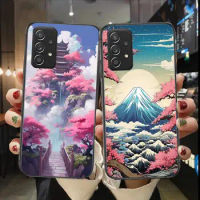 Japanese Sakura Pagoda Phone Case For Samsung Galaxy A13 A52 A53 A73 A32 A51 A22 A12 A20e A50 A21 A72 A70 S 4G 5G Fashion Cover