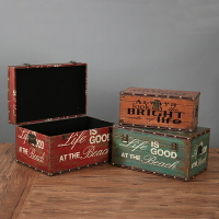 復古懷舊長方形木箱子整理儲物箱收納盒櫥窗陳列攝影道具木質箱子