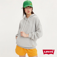 Levis Gold Tab金標系列 女款 寬鬆版重磅落肩口袋帽T / 405GSM厚棉 淺灰