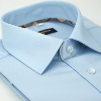 【金安德森】經典格紋繞領藍色吸排窄版長袖襯衫