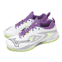 【MIZUNO 美津濃】羽球鞋 Wave Claw Neo 3 男鞋 白 紫 綠 回彈 室內運動 運動鞋 美津濃(71GA2473-12)