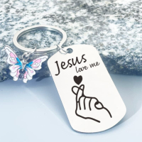 Stainless steel Bible verse Keychain