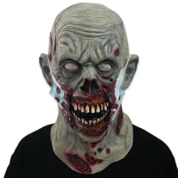 Halloween Adults Zombie Headgear Full Face Bloody Mask Scary Face Latex Costume Accessories Bloody Zombie Helmets Cosplay