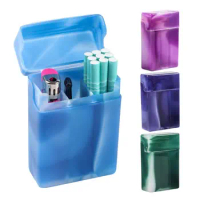 Portable Plastic Cigarette Case With Compartments Cigarette Case Box Cigarette Storage Box Holder Random Color 1PC