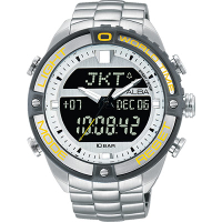 ALBA 雅柏 W兩個世界雙顯腕錶 送禮首選-銀灰圈/44mm (AZ4019X1/N021-X003Y)