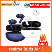 Global version realme Buds Air 5 TWS Earphone 50dB Active Noise Cancellation 38Hour Battery Life IPX5 True Wireless Headphone