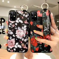 for Samsung Galaxy S20 FE 5G Case Luxury Flower Wristband Phone Holder Cover for Samsung A21S M51 A7 2018 Funda 3D Relief Coques