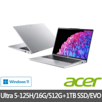 Acer 宏碁 特仕版 14吋輕薄觸控AI筆電(Swift Go/SFG14-73T-57VD/Ultra 5-125H/16G/512G+1TB SDD/EVO)