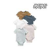 Mamas&amp;Papas 幸福感-短袖包屁衣5件組-藍