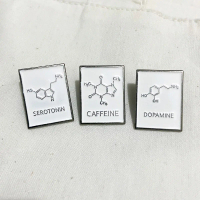 Sciens Sains Enamel Pin Lab Kimia Collar Clip Brooch Black White