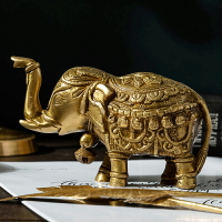 歐式進口黃銅辦公室書房桌面玄關招財風水大象擺件創意象禮品禮物