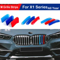 3pcs M Color Car Racing Grille Strip Trim Clip M Power For BMW X1 E84 F48 2009 2010 2011 2012 2013 2014 2015 2016 2017 2018-2021