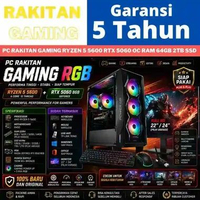 PC Gaming Ryzen 5 5600 RTX 5060 OC 8GB RAM DDR4 SSD NVMe Fullset Monitor PC Rakitan Gaming Siap Paka