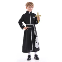 Missionary Father Costumes Pastors Robes Clergyman Cosplay Kids Priest Costume Boys For Easter Purim Halloween Party Fancy Dress