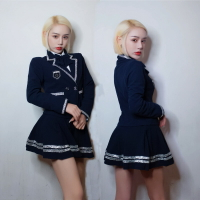 everglow韓國女團打歌服學生妹校園風現代爵士領舞演出服兩件套裝