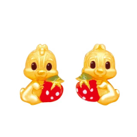 【Disney 迪士尼】黃金耳環可愛草莓奇奇蒂蒂-0.49錢±0.05(晶漾金飾)