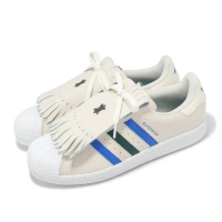 【adidas 愛迪達】高爾夫球鞋 Superstar Golf SL 男鞋 女鞋 米白藍 皮革 流蘇 無釘 休閒鞋 愛迪達(IH2500)