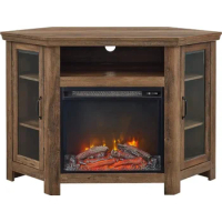 Alcott Classic Glass Door Fireplace Corner TV Stand for TVs Up to 55 Inches 48 Inch Stove Rustic Oak Freight Free Stoves Heating