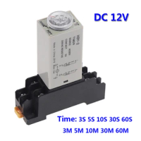 1pcs H3Y-2 Delay Timer Time Relay DC12V 3S/5S/10S/30S/60S/3M/5M/10M/30M/60M with Base 5A