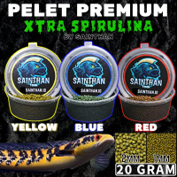 Pelet Premium BLUE, YELLOW, RED 20 Gram Extra Spirulina Ikan Predator 2mm dan 1mm Untuk ikan Channa,
