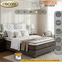 Escon Springbed Amore Pocket Spring Plushtop Full Set Kasur Spring Bed 100 x 200 Coklat