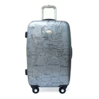 Alviero Martini 義大利地圖包 旅行硬殼行李箱24吋/60cm-地圖灰