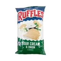 Camilan Snack Impor Amerika Ruffles Potato Chips Original, Sour Cream & Onion, Sour Cream Cheddar, F