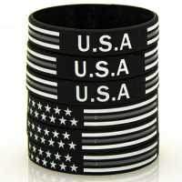 300pcs Motivational American USA Flag Gray Line Silicone Bracelets Rubber Wristbands Free Shipping by DHL