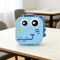 OEM SK-C1574 Kotak Makan 3 Sekat Karakter Lucu Bento Box Free Sendok Garpu Anti Tumpah / Lunch Box T