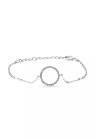 Millenne Minimal Circle Studded Cubic Zirconia White Gold Bracelet with 925 Sterling Silver