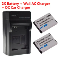 2 Pack Battery + Charger for Samsung SLB10A WB500 WB550 WB850F WB855 WB855F EX2 EX2F NV9