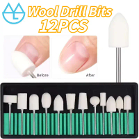 1SET/12PCS Mata Bor Wool Poles Mini Gerinda Mounterd Wool Felt Solid Wool Buff Mini Grinder As 2.3mm