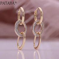 PATAYA Sparking Micro-set Natural Zircon Earrings for Women 585 Rose Gold Color Elegant Jewelry Daily Multifunctional Earrings