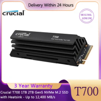 Crucial T700 1TB 2TB Gen5 NVMe M.2 SSD with Heatsink Up to 12,400 MB/s DirectStorage Enabled Gaming 