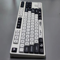 118Keys/Set XDA Black＆White Print Keycap PBT Dye Sublimation Keycaps for MX Cherry Mechanical Keyboard