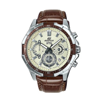 【CASIO 卡西歐 EDIFICE 系列】送禮首選 商務時尚 三眼男錶 皮革錶帶 防水100米(EFR-554L-7A)
