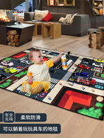 兒童地毯爬行墊城市交通場景地圖游戲玩具毯馬路軌道停車場地墊