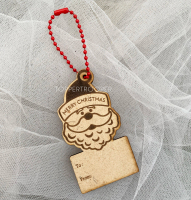 Hang Tag Natal Kayu | Tag Ucapan Natal | Kartu Natal Wood Santa | CH11