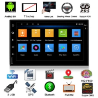 by DHL or Fedex 20pcs 2Din Universal 7'' Android8.0 Touch Screen Car Radio GPS Audio HD Radio Car Multimedia Player 7023A