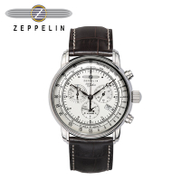 【齊柏林飛船錶Zeppelin】百年紀念三眼測速白盤石英錶 42mm 男/女錶 76801