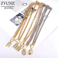 10PCS, CZ letters tag necklace zircon jewelry for women mix colors link chain necklace