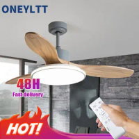 Wood LED Ceiling Fan Lamp Chandelier DC Fans Ventilador de Techo Wooden Ventilator110V 220V Remote Control