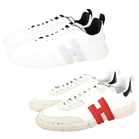 HOGAN 3R H字母橡膠拼皮革繫帶運動男鞋 小白鞋-2款可選