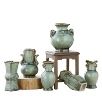 1pc Crude Pottery Hydroponic Zen Mini Vase Ceramic Tea Table Flower Vaser Chinese Retro Nostalgic Decorative Ornaments