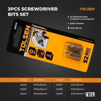 TOLSEN. 2 PCS Mata Obeng Plus SCREWDRIVER BITS SET PH PZ 25mm INDUSTRIAL - T20212-20219 PZ 3 X 25 MM