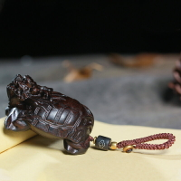 黑檀龍龜鑰匙扣木雕把玩件掛件隨身攜帶簡約飾品吊墜創意男女禮品