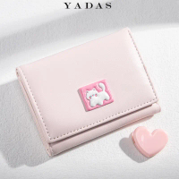 ที่ใส่บัตร, YADAS, ดีไซน์การ์ตูนน่ารัก, สำหรับผู้หญิง, เนื้อเงา, ปุ่มฮาร์ดแวร์, สไตล์สั้น, ลด 30%, ก