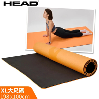 【HEAD】XL大尺碼瑜珈墊/健身墊 HA715-XL(黑橘/198x100cm x 8mm)